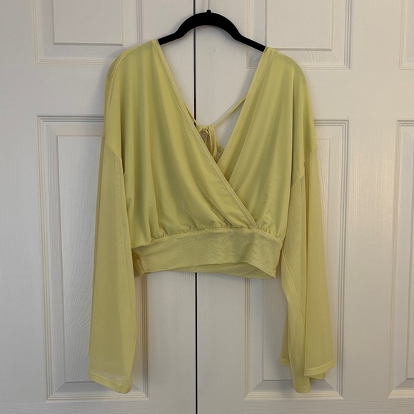 Free People Light Yellow Wrap Blouse - Picture 1 of 3